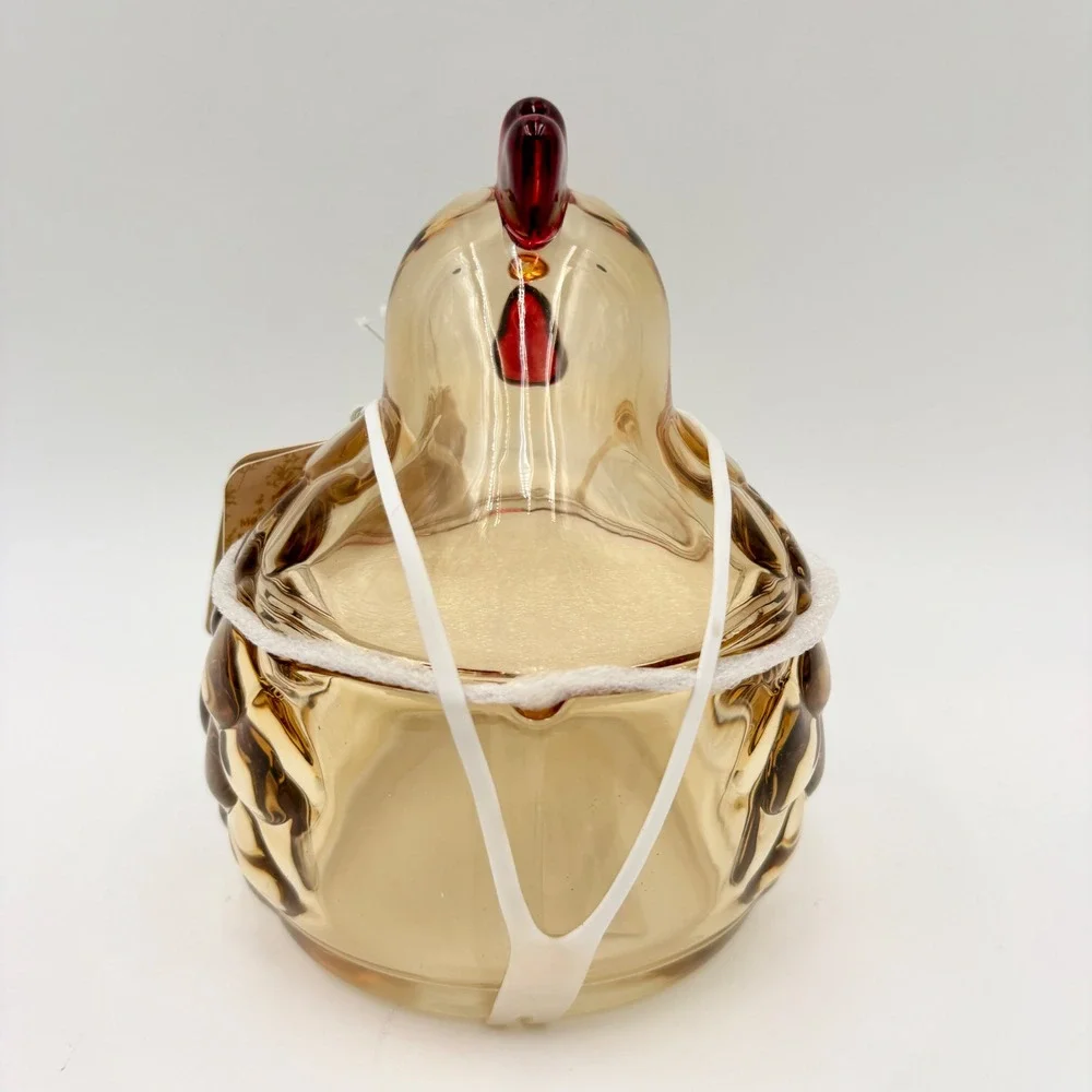 Gourmet Kitchen Amber Glass Hen Chicken Jar Canister 15.9oz Farmhouse Decor NEW